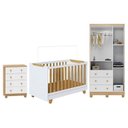 Ver imagem 4 de Quarto de Bebê Guarda-Roupa 3 Portas Cômoda e Berço 4 em 1 Minicama 100% MDF Mike Espresso Móveis Branco/Brilho/Amêndoa