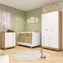 Ver imagem 1 de Quarto de Bebê Guarda-Roupa 3 Portas Cômoda e Berço 4 em 1 Minicama 100% MDF Mike Espresso Móveis Branco/Brilho/Amêndoa