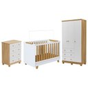 Ver imagem 2 de Quarto de Bebê Guarda-Roupa 3 Portas Cômoda e Berço 4 em 1 Minicama 100% MDF Mike Espresso Móveis Branco/Brilho/Amêndoa