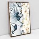 Ver imagem 1 de Quadro Decorativo em Canvas Abstrato Mármore Azul e Branco TaColado Moldura Flutuante 4,5cm Freijó 9