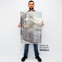 Ver imagem 2 de Quadro Decorativo Caixa Alta com Vidro Abstrato Mármore Black Gray TaColado Moldura Madeira 90 x 60c