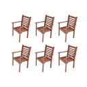Ver imagem 2 de Conjunto de 6 Cadeiras Poltronas Empilhável em Madeira Maciça com Apoio de Braços
