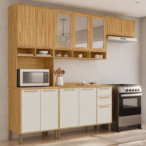 Cozinha Modulada Compacta 4 Peças 12 Portas MDF 270cm Malta Espresso Móveis