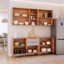 Ver imagem 4 de Cozinha Modulada 4 Peças Brilhante com 2 Balcões e 2 Armários Aéreos Bege/Cinamomo/Platina