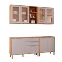 Ver imagem 2 de Cozinha Modulada 4 Peças Brilhante com 2 Balcões e 2 Armários Aéreos Bege/Cinamomo/Platina