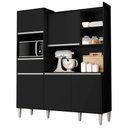 Ver imagem 1 de Kit Cozinha Compacta 5 Portas 160 Cm Isabel Preto Reajl Moveis