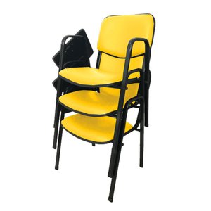 03 Cadeiras Universitárias Linha Hotel Auditório Amarelo