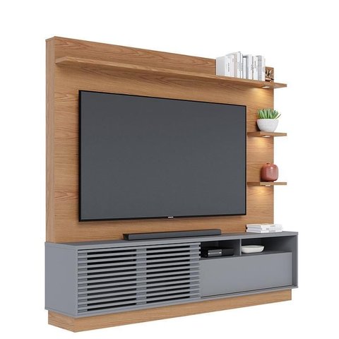 Estante Home Theater Campeche Freijó Cinza Acetinado com Aparador Riviera Freijó – Colibri