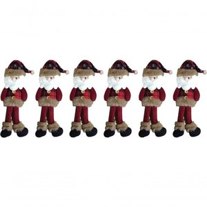 Jogo Papai Noel Pendente Pelúcia Xadrez 29cm 6 Peças