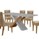 Ver imagem 4 de Mesa Sala de Jantar Carol 180cm e 6 Cadeiras Safira Moderna Turim / Off White / Imbuia