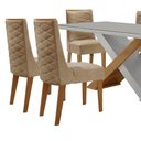 Ver imagem 3 de Mesa Sala de Jantar Carol 180cm e 6 Cadeiras Safira Moderna Turim / Off White / Imbuia