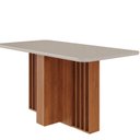 Ver imagem 1 de Mesa para Sala de Jantar Isadora 1,60 c/Vidro Marrom/Cinamomo/Offwhite