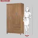 Ver mais imagens de Kit Guarda Roupa Solteiro 4 Portas Lótus Cômoda Astral - Amêndola Touch