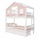 Ver imagem 3 de Beliche Infantil Casinha Dos Sonhos com Varanda 02 Gavetas e Grade de Proteção Madeira Maciça
