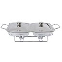 Ver imagem 1 de Rechaud Retangular Duplo em Vidro com Alças Inox Gourmet Mix