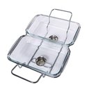 Ver imagem 4 de Rechaud Retangular Duplo em Vidro com Alças Inox Gourmet Mix