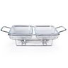 Rechaud Retangular Duplo em Vidro com Alças Inox Gourmet Mix - 5