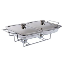 Rechaud Retangular Duplo em Vidro com Alças Inox Gourmet Mix - 2