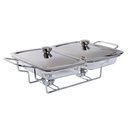 Ver imagem 2 de Rechaud Retangular Duplo em Vidro com Alças Inox Gourmet Mix