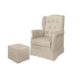 Poltrona Amamentação Balanço + Puff Letícia Suede Bege - 1