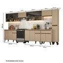 Ver imagem 5 de Armário de Cozinha Completa Atlanta Wave com Vidro Carraro Amêndoa
