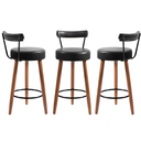 Ver imagem 3 de Kit 3 Banquetas Altas 80 Cm Estofada Corino Preto com Encosto Retrô P/ Cozinha Área Gourmet Bancada
