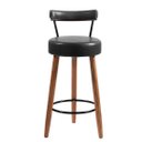 Ver imagem 2 de Kit 3 Banquetas Altas 80 Cm Estofada Corino Preto com Encosto Retrô P/ Cozinha Área Gourmet Bancada