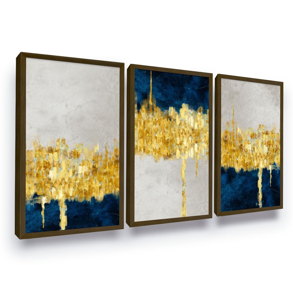 Quadro Decorativo Sala Quarto Abstrato Gold Moldura Grande