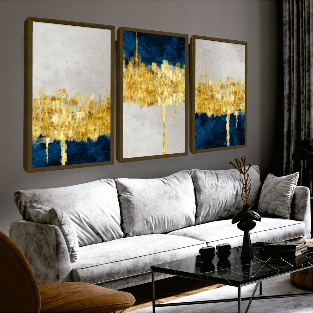 Quadro Decorativo Sala Quarto Abstrato Gold Moldura Grande - 2