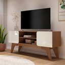 Ver imagem 1 de Rack para Tv até 65 Polegadas Duetto 2 Portas Cinamomo/off White - Artely Móveis