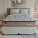 Ver mais imagens de Cama Box Baú Queen + Colchão Comfort Class Pillow Top Bege/suede Branco