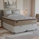Ver imagem 7 de Cama Box Baú Queen + Colchão Comfort Class Pillow Top Bege/suede Branco