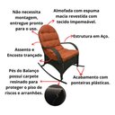 Ver imagem 4 de Cadeira Balanço Poltrona Descanso com Almofada Ergonômica Laranja