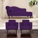 Ver imagem 3 de Kit Diva Recamier Juliana 140cm Lado Direito e 02 Poltronas Classic Suede Roxo - Amarena Móveis