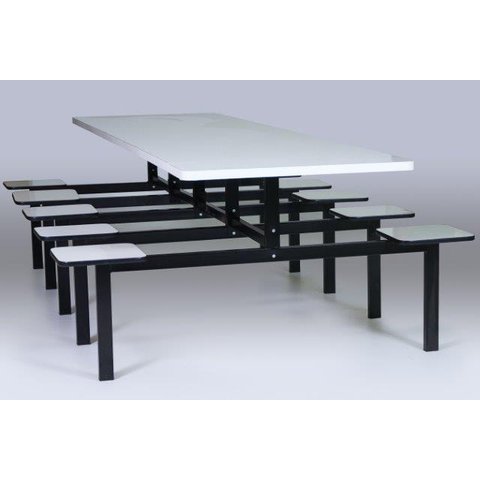 Mesa Refeitório 10 Lugares com Bancos Acoplados