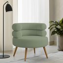 Ver imagem 2 de Poltrona Minimalista Mabel Pés Palito Castanho Bouclé Verde Claro - Nexta Casa