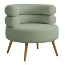 Ver imagem 1 de Poltrona Minimalista Mabel Pés Palito Castanho Bouclé Verde Claro - Nexta Casa