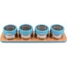 ANETTO PORTA CONDIMENTO 8x30x10cm INOX AZUL 4PÇ COM SUPORTE - 1
