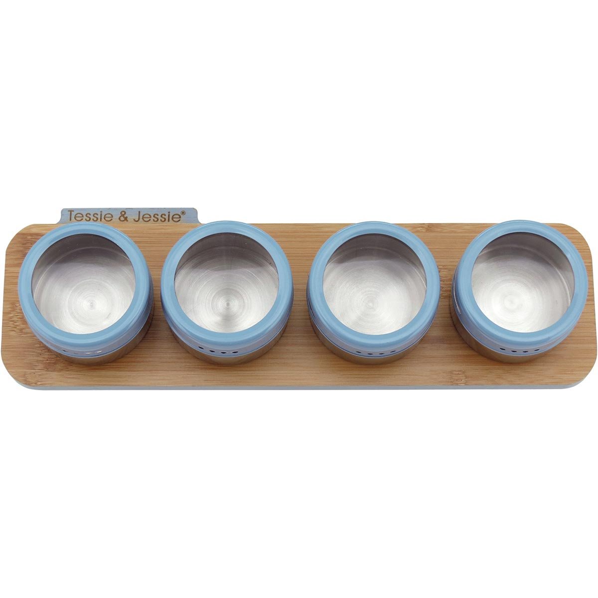 ANETTO PORTA CONDIMENTO 8x30x10cm INOX AZUL 4PÇ COM SUPORTE - 2