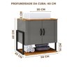Gabinete Armário para Banheiro 60 Cm com Espelheira e Cuba Titanium Naturalle Lide Shop Jm - 6