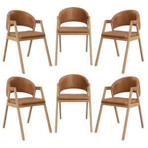 Kit 6 Cadeiras Suellen Luxo Reforçada Mesa de Jantar Courino Cor:marrom Claro