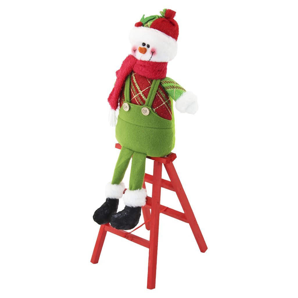 Boneco De Neve Natal Em Tecido Escada 51cm - 3