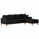 Ver imagem 3 de Sofá Beny com Chaise Direita, 2,60x1,40m, 4 Lugares, Linho, Base em Madeira.