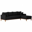Ver imagem 3 de Sofá Beny com Chaise Direita, 2,60x1,40m, 4 Lugares, Linho, Base em Madeira.