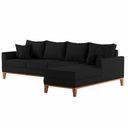 Ver imagem 2 de Sofá Beny com Chaise Direita, 2,60x1,40m, 4 Lugares, Linho, Base em Madeira.