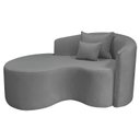 Ver imagem 2 de Recamier Curvo Orgânico 150cm 2 Lugares Lado Esquerdo para Sala de Estar Bouclé Londres Cinza