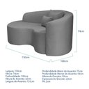 Ver imagem 3 de Recamier Curvo Orgânico 150cm 2 Lugares Lado Esquerdo para Sala de Estar Bouclé Londres Cinza