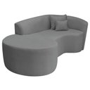 Ver imagem 6 de Recamier Curvo Orgânico 150cm 2 Lugares Lado Esquerdo para Sala de Estar Bouclé Londres Cinza