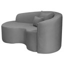 Ver imagem 5 de Recamier Curvo Orgânico 150cm 2 Lugares Lado Esquerdo para Sala de Estar Bouclé Londres Cinza