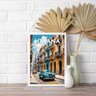 Quadro Poster Cuba Havana - Carros Antigos 33x24cm:moldura Branca - 1